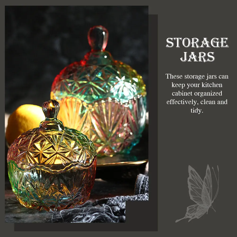 

2Pcs High-Quality Glass Candy Jar for Dried Food Tea Nuts Grains Kitchen Organization Glass Candy Jar Dried Food Box