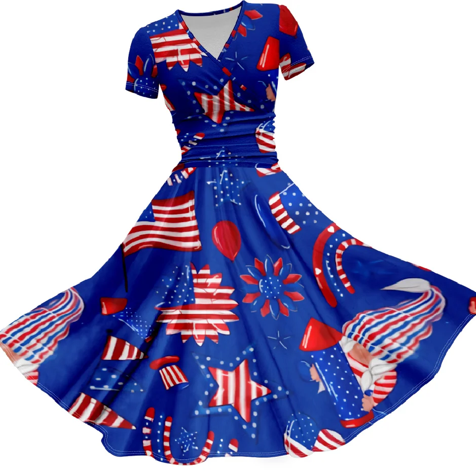 Summer Dress Women Flag Print Fashion Stylish Party Dresses Maxi Dress Evening Dresses Trendy Clothes Elegant Robe Girl Vestido