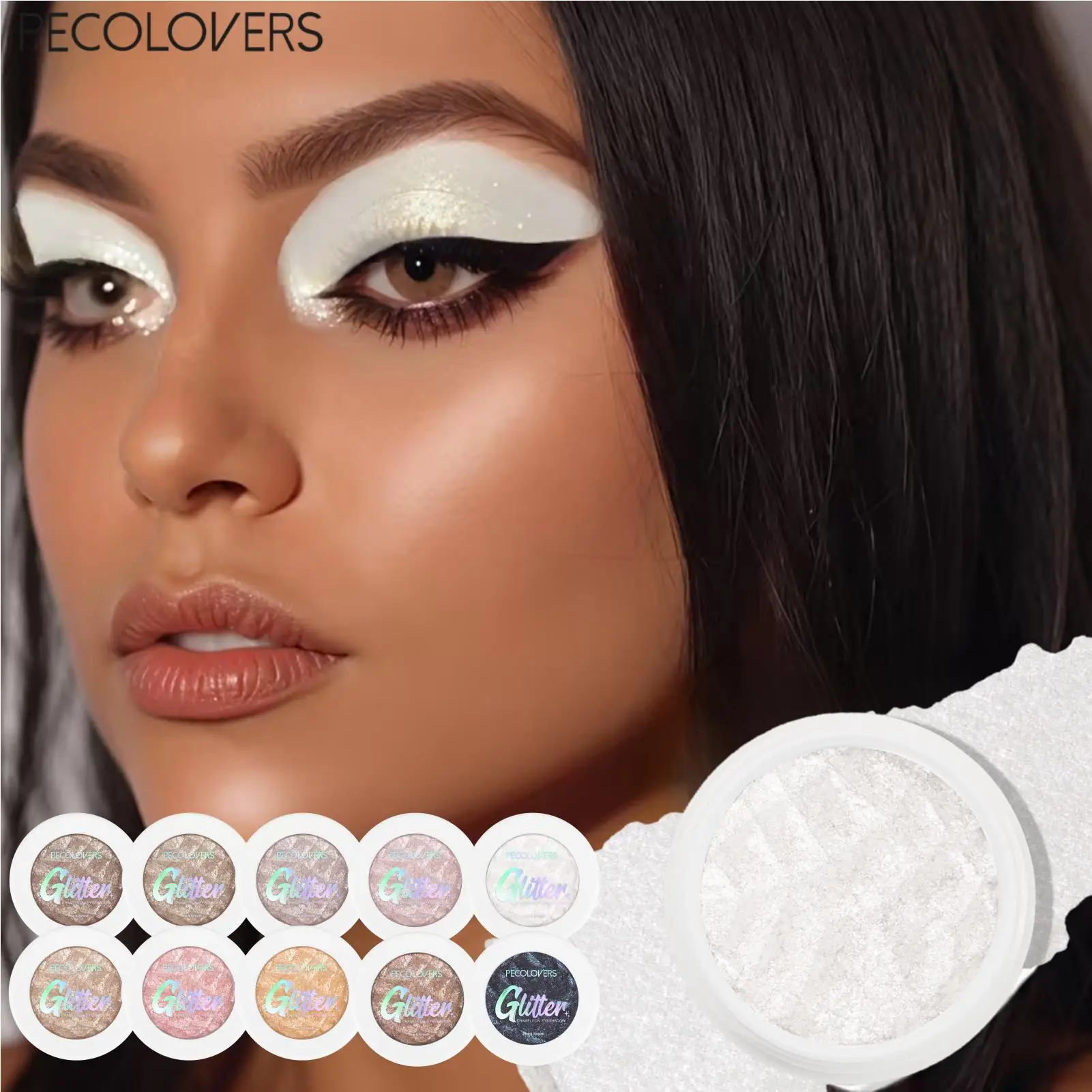 10PCS/SET Multi Color Iridescent Glitter Highlighter Powder,Shimmer Sparkly Loose Glitter,Bright Glow Makeup For Eye Cheek Body