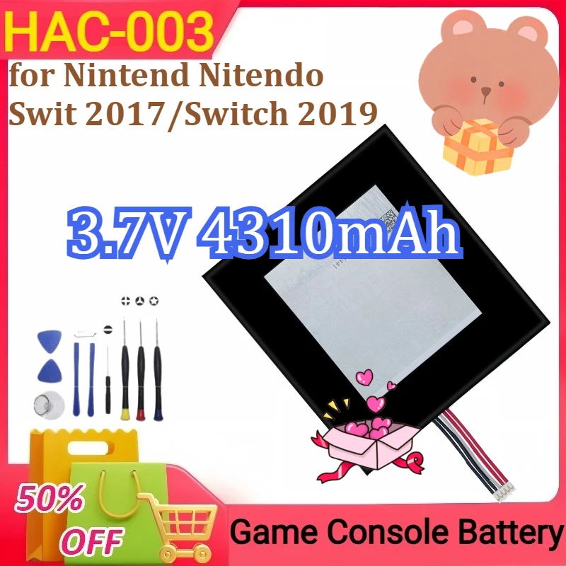 

HAC-003 Replacement for Nintend Nitendo Swit 2017/Switch 2019 Console Li-ion Rechargeable Batteries New 3.7V 4310mAh+Tools