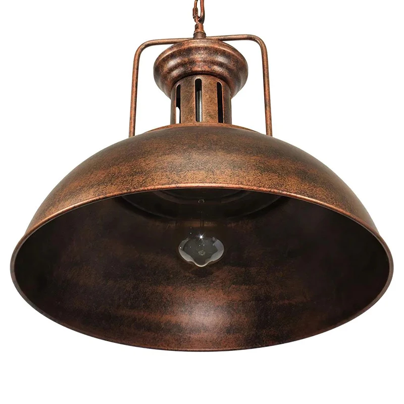 Rústico Copper Dome Pendurado Lâmpadas, Loft Style Pendant Light, Farmhouse Luminárias, Apto para Cozinha, Bares, Mesa de jantar, 41cm