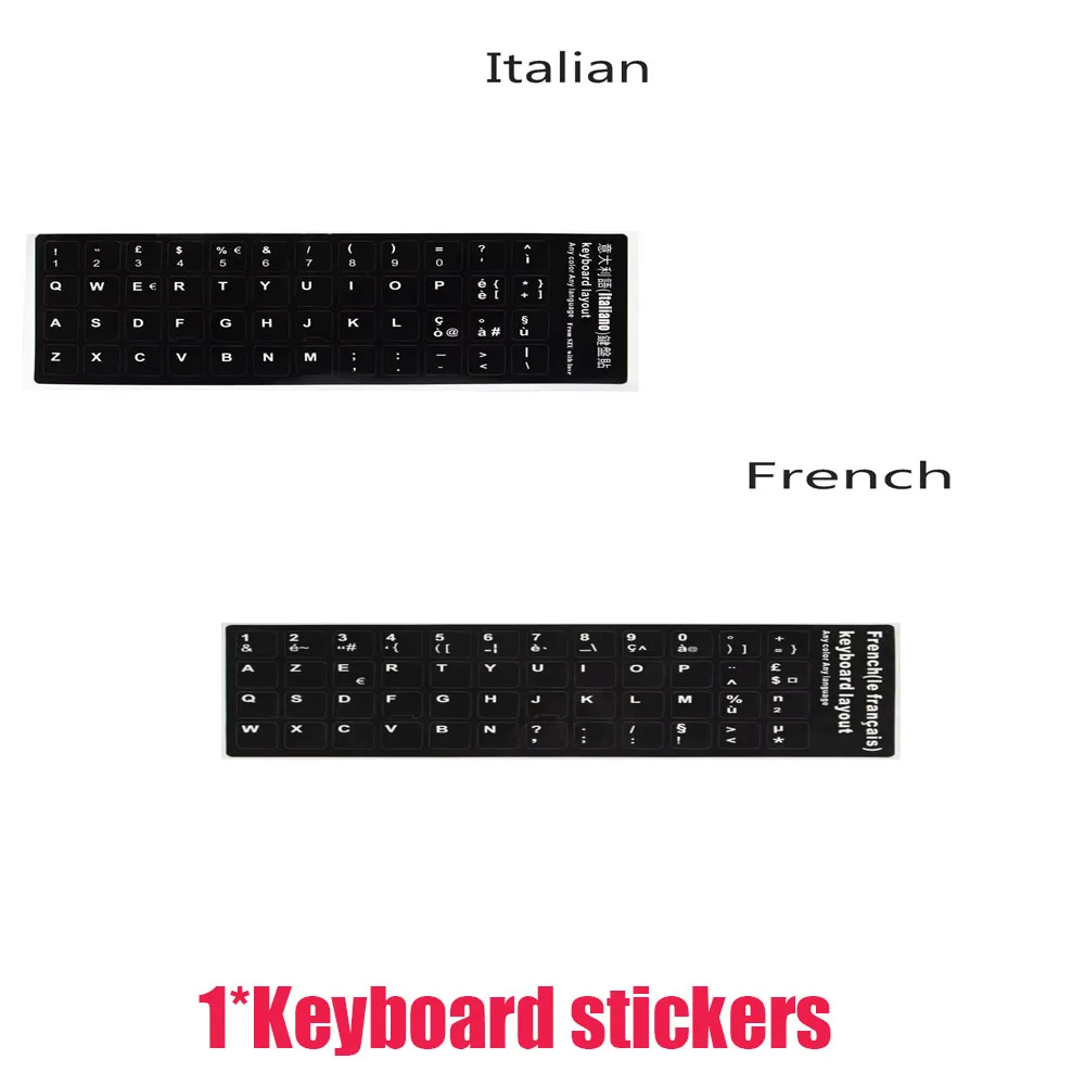 

French, Thai, Spanish, Arabic, German, Russian, Hebrew, English Keyboard Stickers Alphabet Keyboard Layout Stickers For Laptops