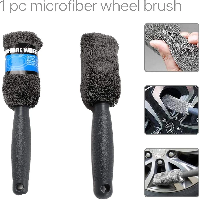 9-Piece Car Cleaning Kit Upgrade Ultra-fine Fiber Car Wash Towel Soft Cleaning Sponge Cloth Car Polishing Tire Brush