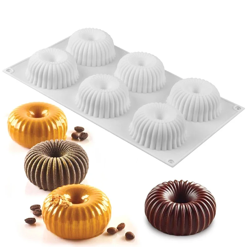 6 Cavity Spiral Chiffon Mousse Mold for DIY Baking Desserts Mould French Dessert Mousse Cake Mold Cake Tray Kitchen Bakeware