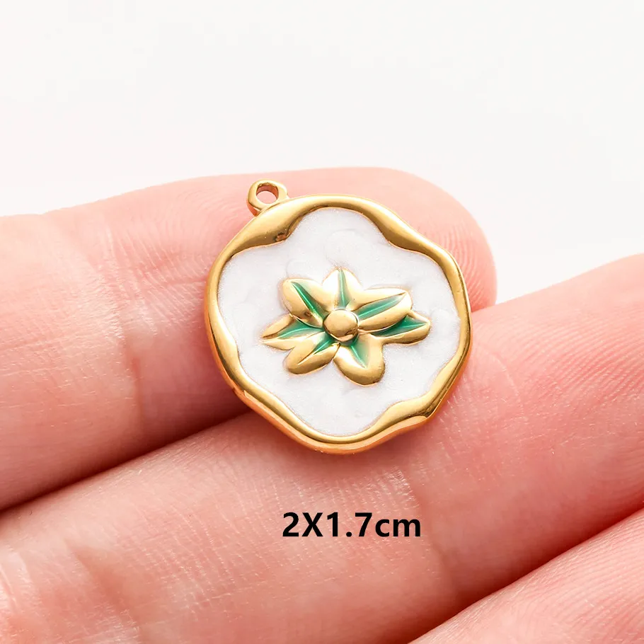 Echte Naturperlen, ovale, unregelmäßige Rosenblüten-Tulpen-Anhänger, bunte Emaille-Charms, Edelstahl-Charms für die Schmuckherstellung, Großhandel. – Detail 4