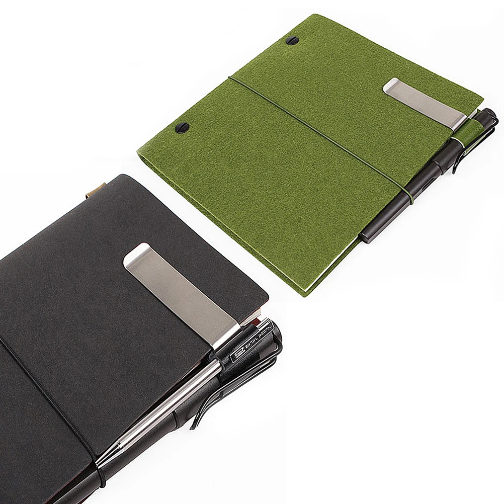 

3 шт., зажимы для ручек из нержавеющей стали, чехол из конской кожи, удобный держатель для ручек для ноутбука, школьный офисный канцелярский зажим