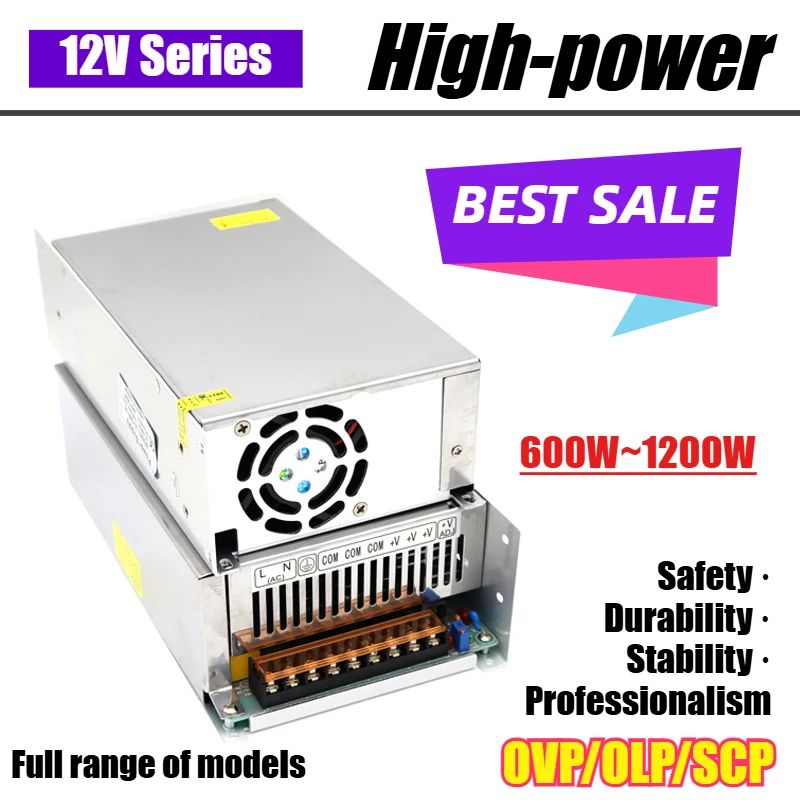 

12V 600W/800W/1000W/1200W High-power DC LED Industrial Control Power Supply,Lighting Transformers