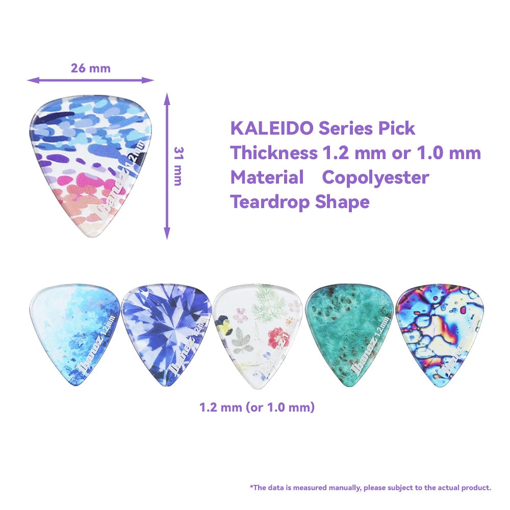 Ibanez Gitaar Plectrum Caleidoscoop Serie Plectrums Transparante 1.0/1.2 Mm Gitaar Accessoires