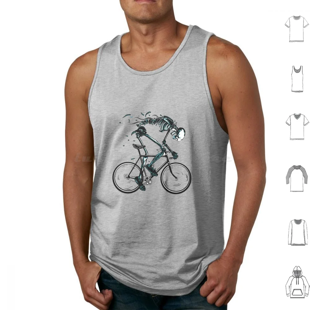 Bike To The Death Cool Skeleton Riding A Bicycle Design Tank Tops Vest Sleeveless Bike Cycling Bicycle Riding Road Ride