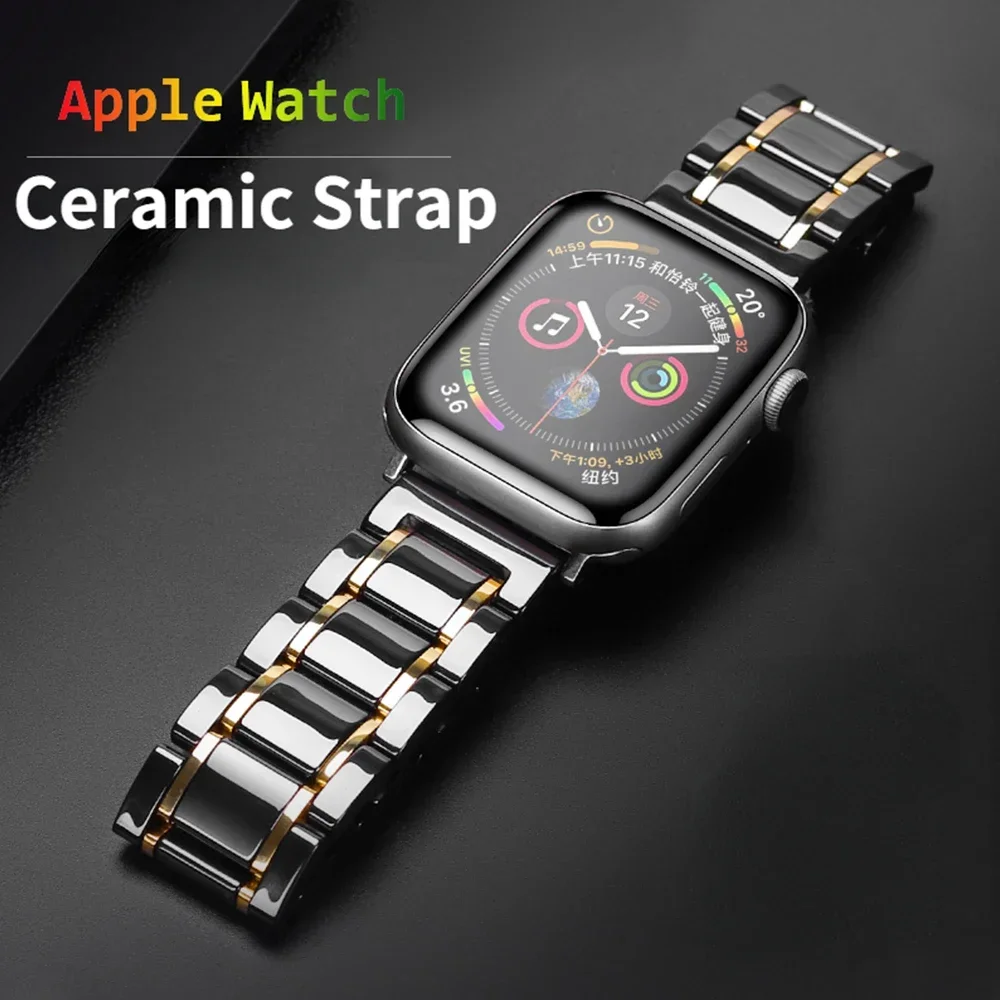 Apple Watch用セラミックストラップ,iwatchシリーズ用リストバンド10 9 8 7 6 5 4 3 se,49mm, 46mm, 45mm, 41mm, 44mm, 40mm 42mm、38mm