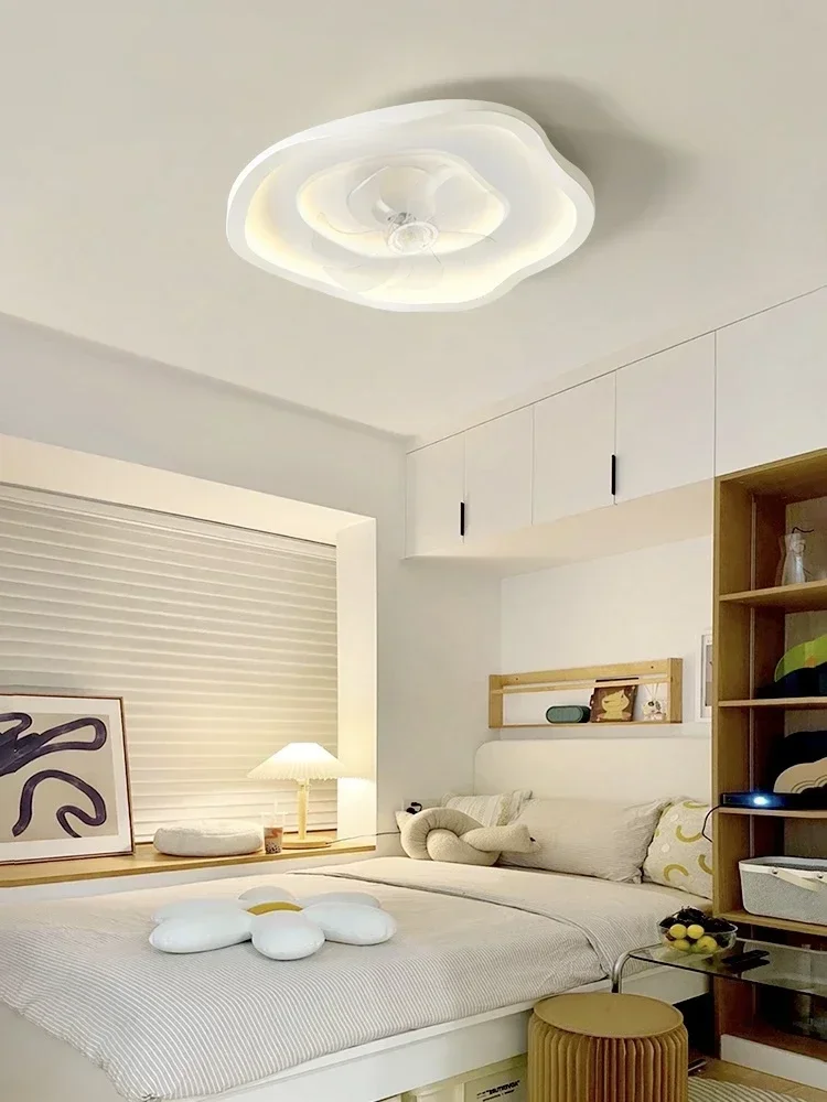 Lampada da ventilatore per camera da letto lampada per protezione degli occhi a spettro completo online celebrità crema nuvole lampada da camera da letto principale ventilatore silenzioso ventilatore da soffitto