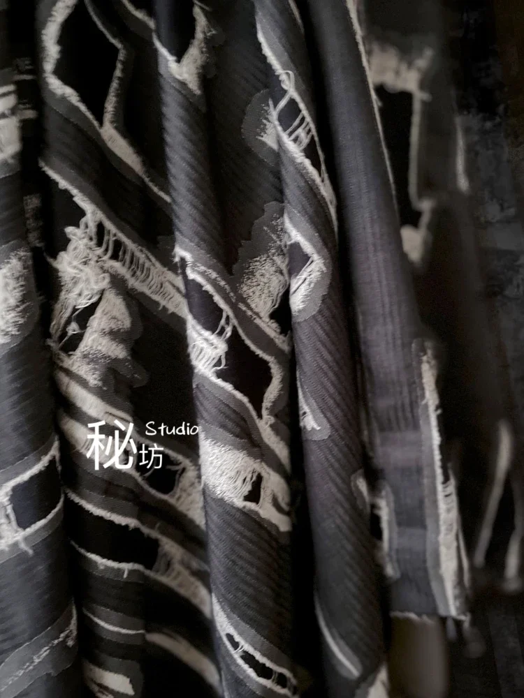 

Broken Blue Jacquard Fabric Creative Special Overcoat Fashion Clothing Designer Fabrics for Diy Sewing Cloth Material