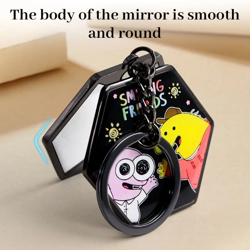 

Smiling Friends Cute Cartoon Anime Peripherals Double Sided Keychain Magnetic Suction Mirror Ornament Creative Portable Bag Gift