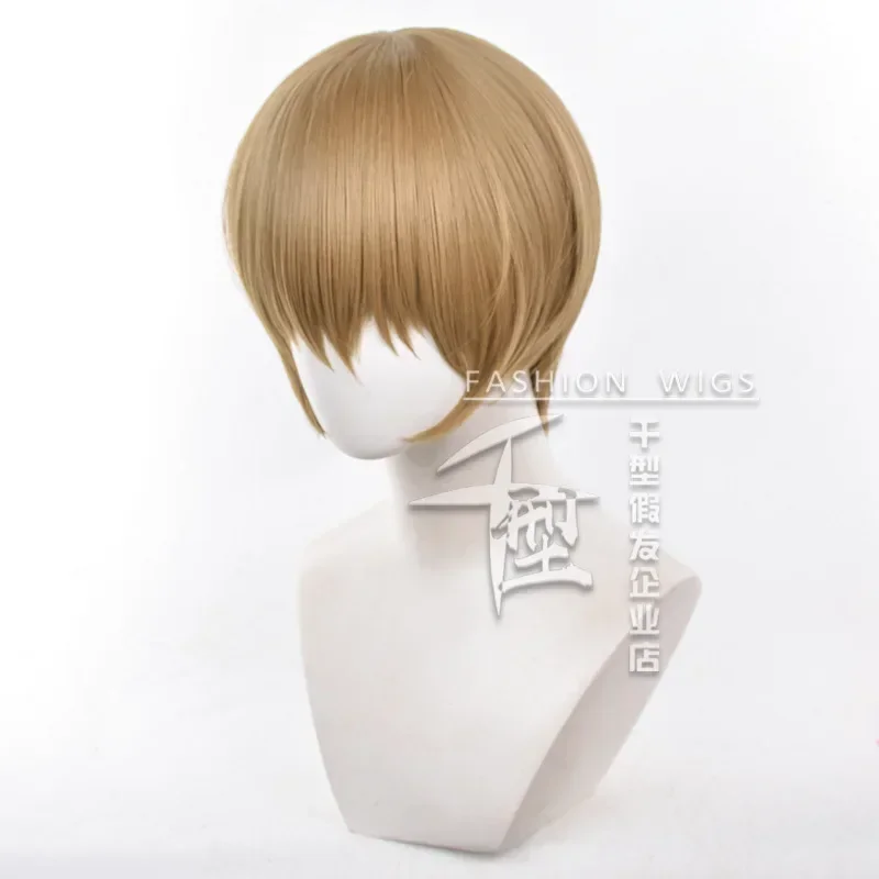Anime Gintama Okita Sougo Cosplay Wig High Quality Wig 30cm Short Scalp Hair Light Brown Wig
