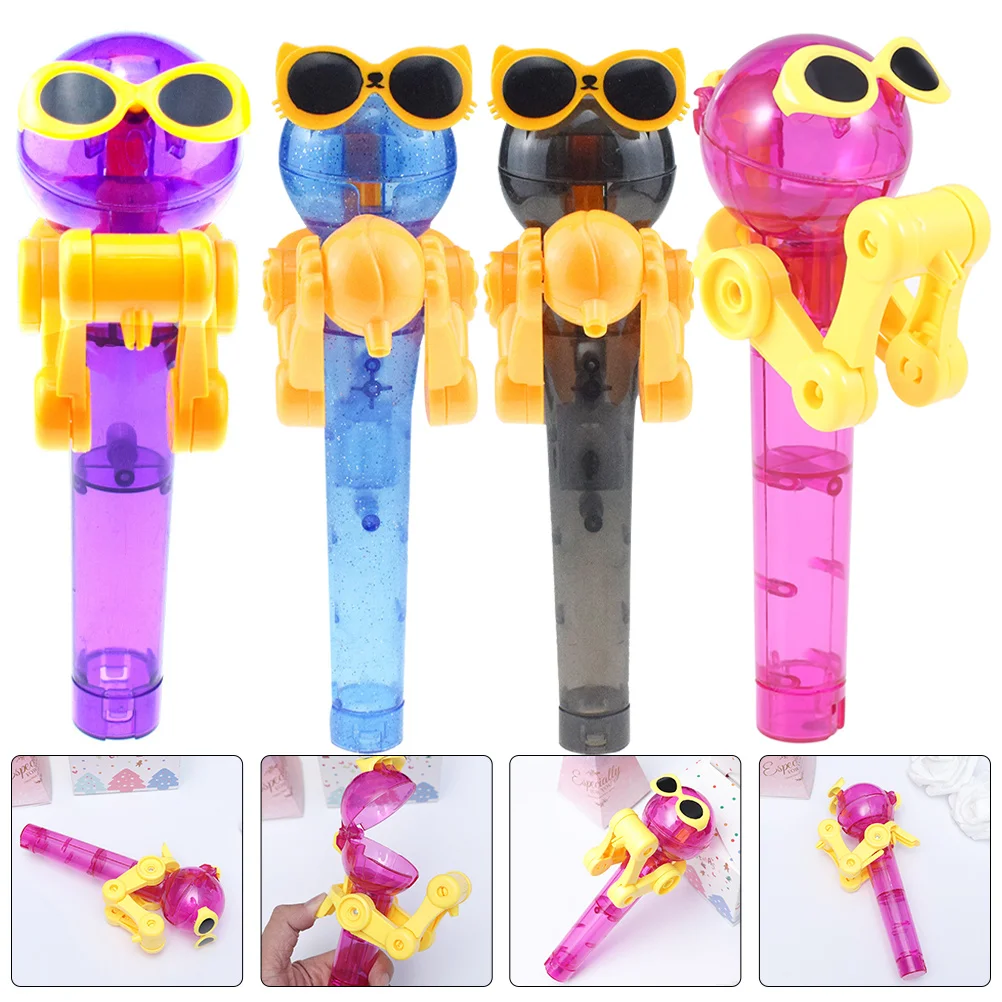

4pcs Dinosaur Robot Lollipop Creative Plastic Candy Storage Holder Kids Party Favor Novelty Decompression For Children