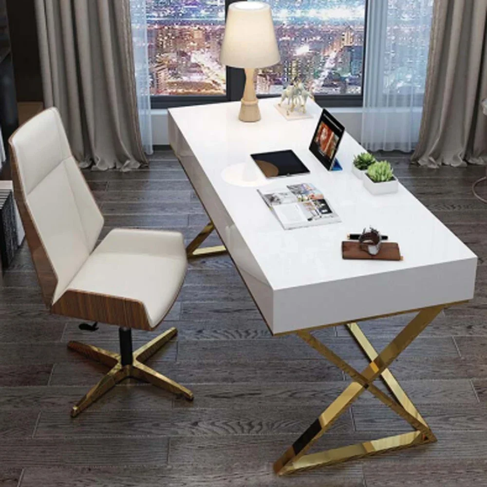 

2026 office furniture metal stainless steel home desk writing study table computer office table office desks