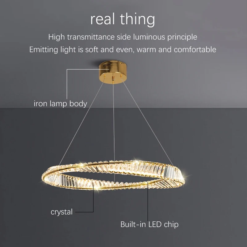 Imagem -05 - Modern Crystal Chandelier Led Ceiling Lights Indoor Luminárias Living Room Lamp Dining Room Hanging Light Estilo de Luxo