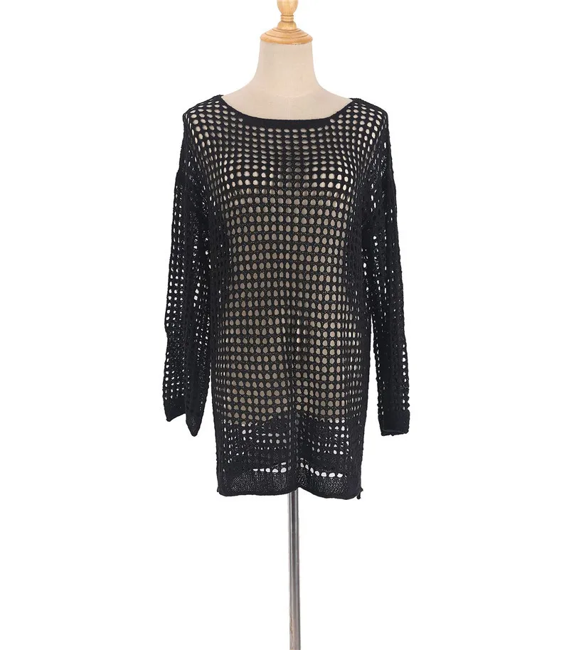 ملابس السباحة النسائية الكروشيه التستر | ثوب السباحة ملابس السباحة قصيرة الأكمام متماسكة فستان الشاطئ ملابس الصيف عطلة #4