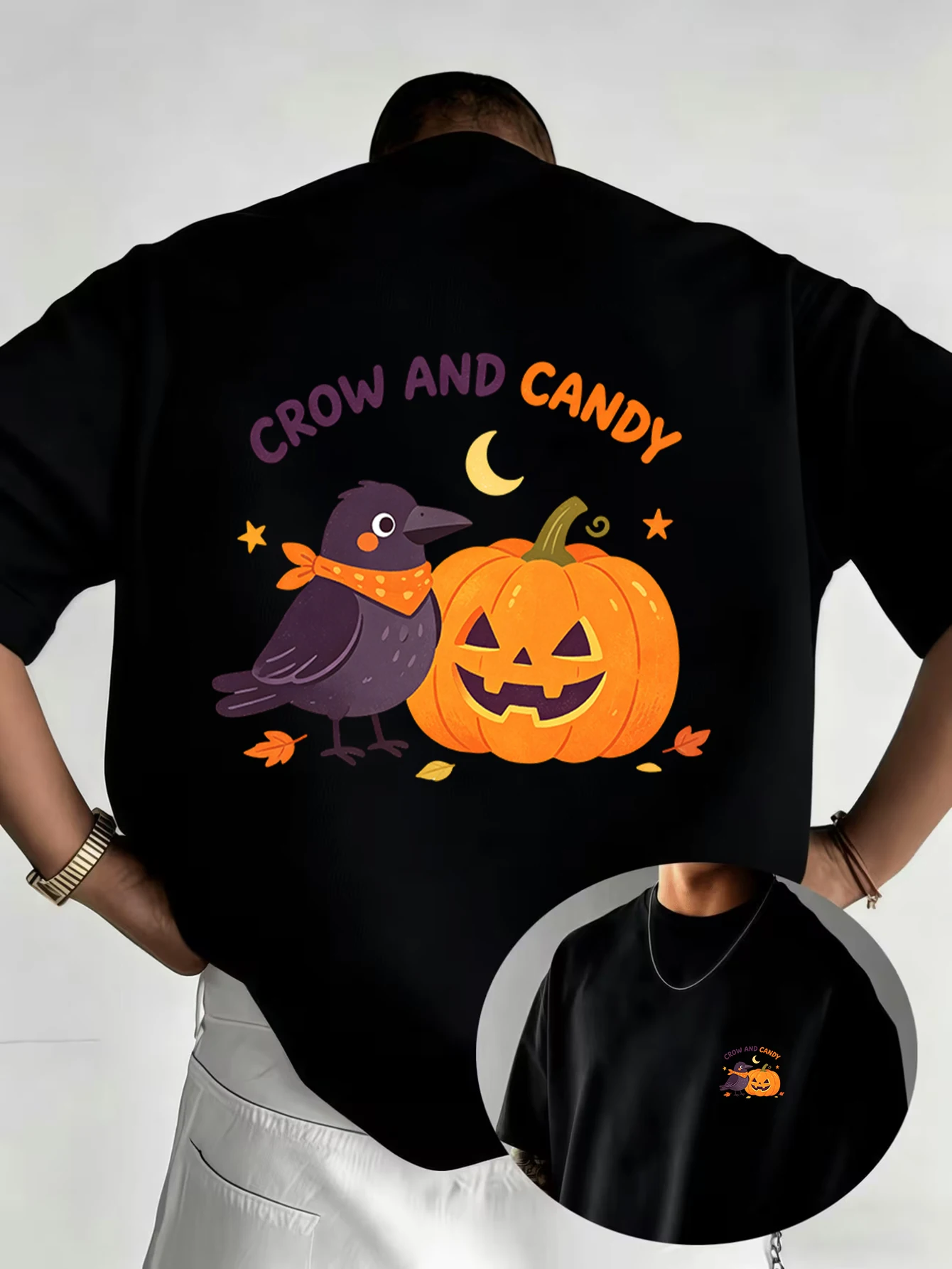 Spooky Delivery Pumpkin Mail Bag Graphic T‑Shirt Halloween Ghost Bat Candy Print Casual Short Sleeve Tee