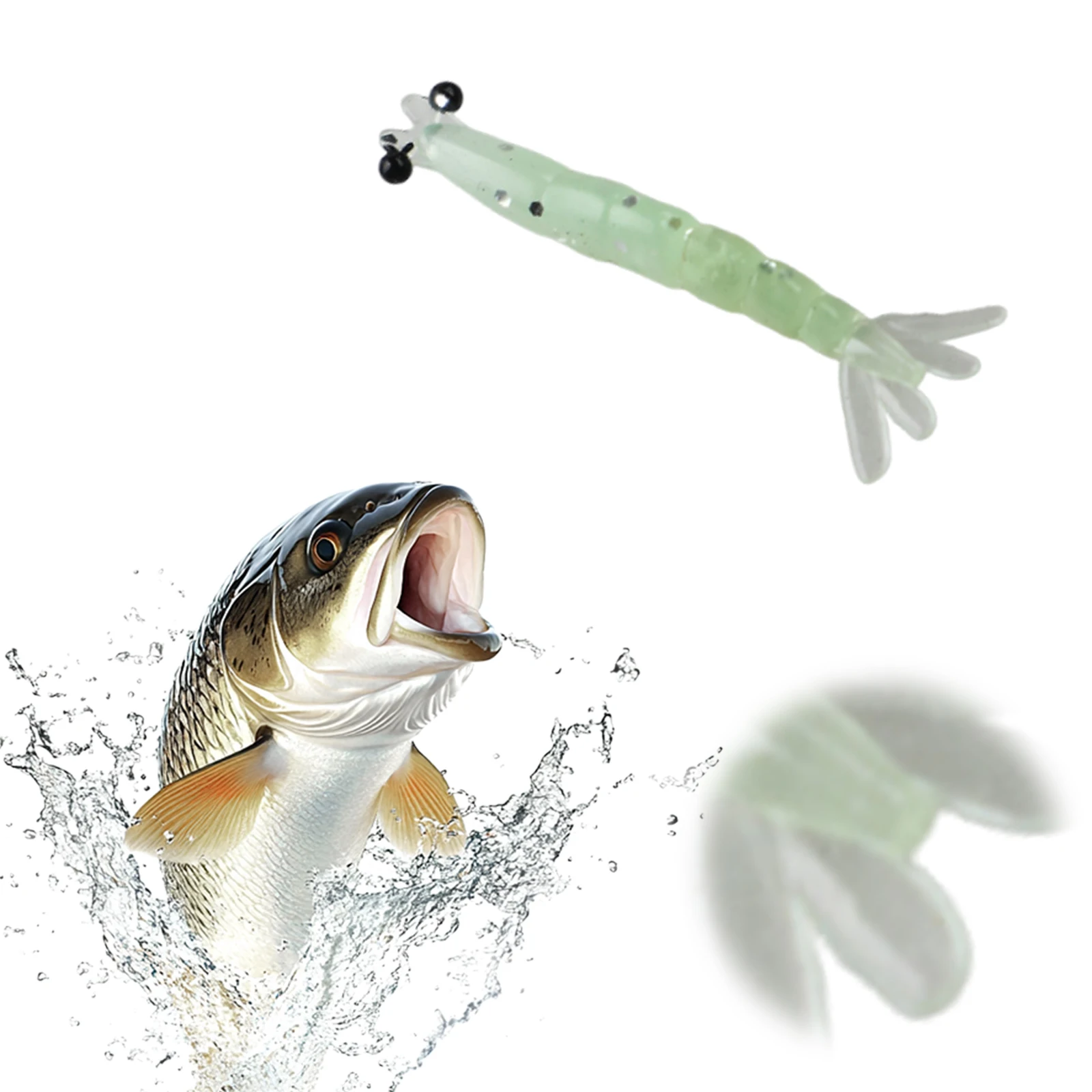 20Pcs Soft Worm Shrimp Fishing Lure Glitter Direct Fishing Tackle Lures 3D Shrimps Artificial Baits For Stream Fisher