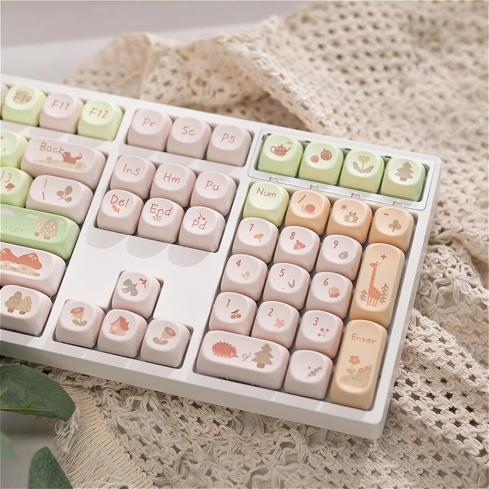 

PBT Keycaps 141 Keys MOA Height, Forest Cabin Keycaps, Sublimation, For Cherry MX 104/87/61 Mechanical Keyboards