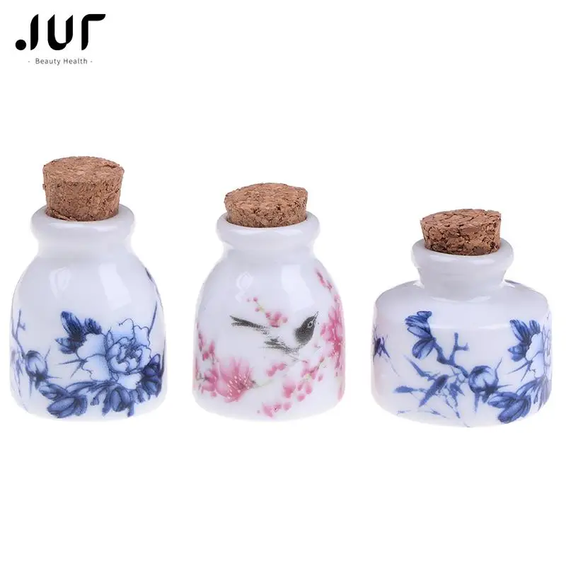 DIY Nail Art Tools Peony Mini Ceramic Glass Dappen Dish Bowl Cup With Wood Lid Acrylic Liquid Glitter Powder Bottle