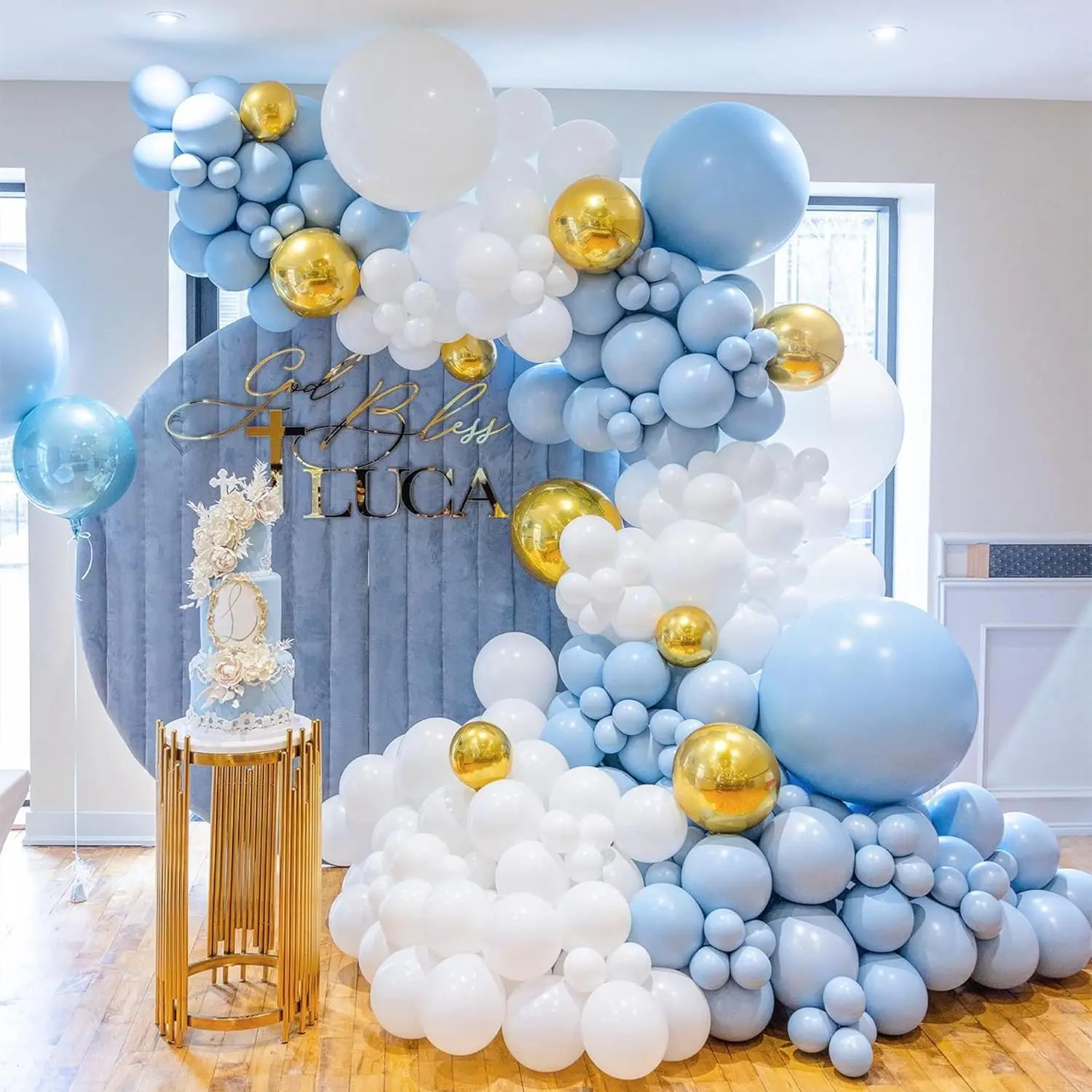 150pcs blue  white  latex balloon arch set for birthdays, weddings, gender reveal, bachelorette party, family reunion