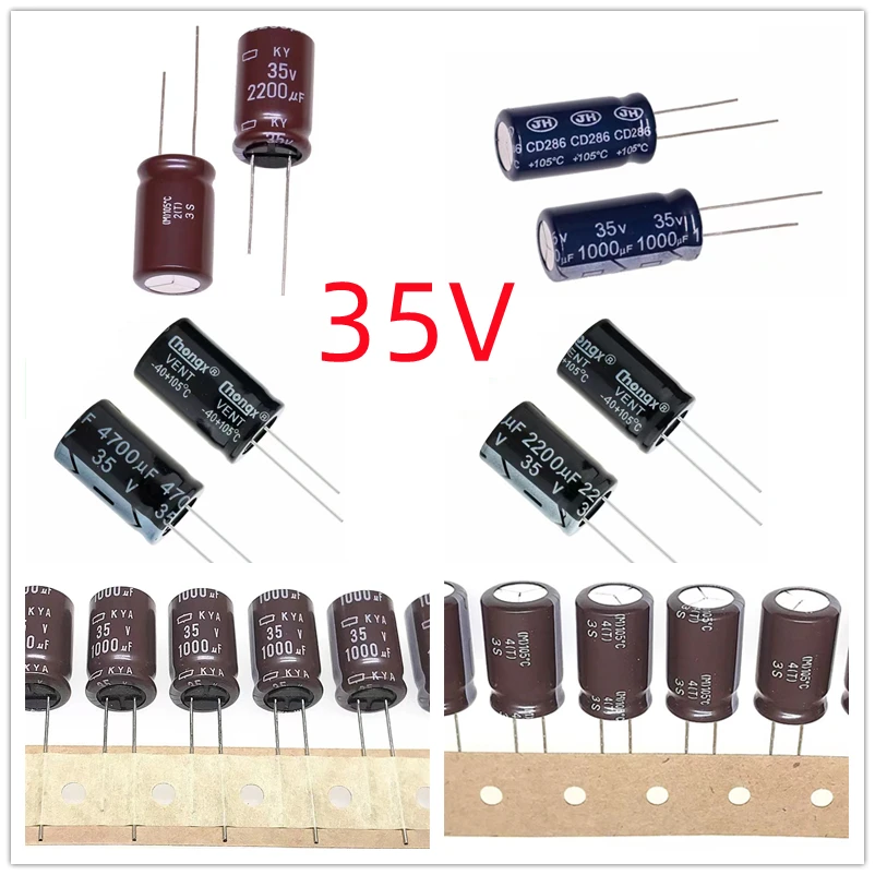 35V DIP High Frequency Aluminum Electrolytic Capacitor 10uF 22uF 33uF 47uF 68uF 82uF 100uF 120uF150uF 220uF 330uF 470uF 560uF