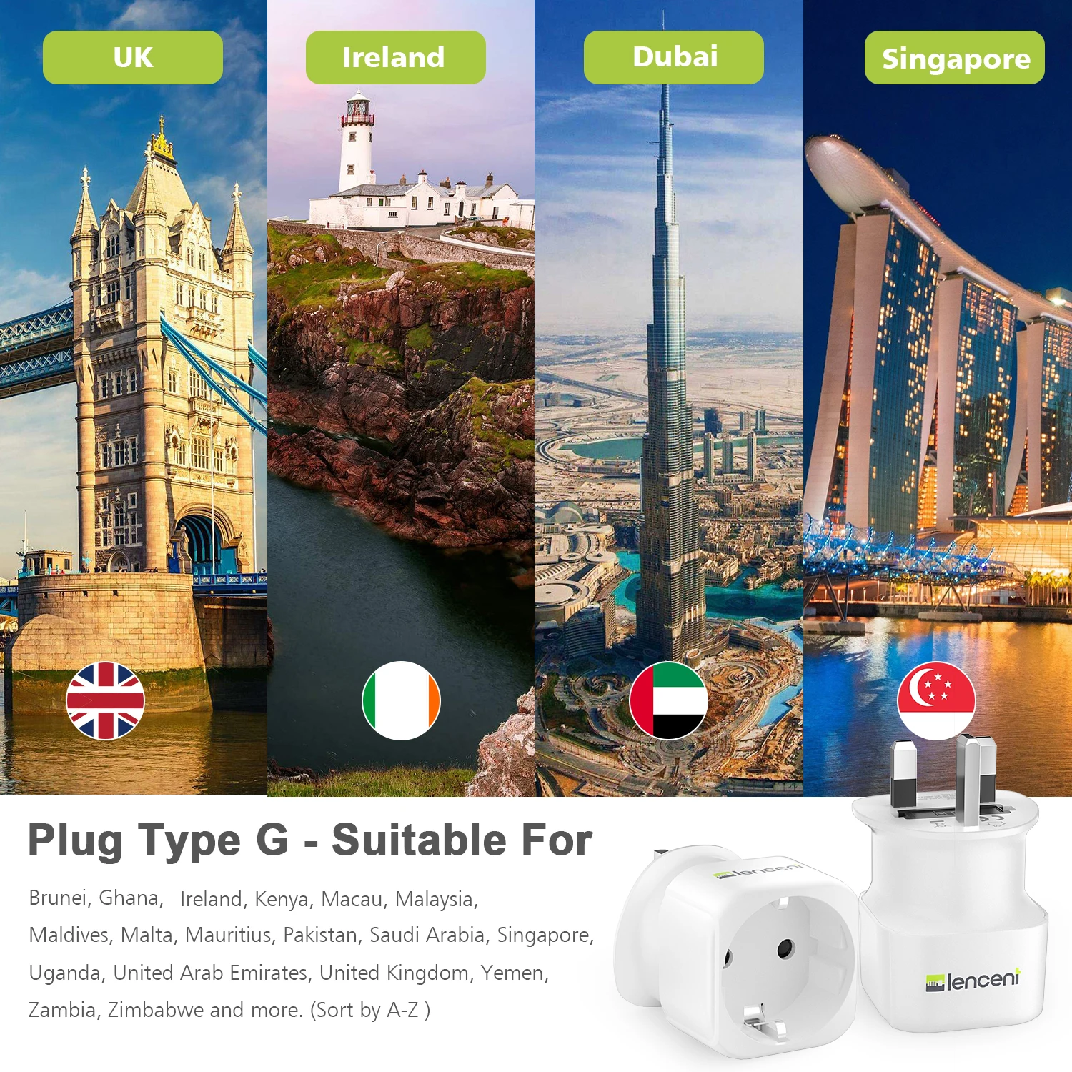 LENCENT 2 PCS EU to UK Travel Adapter Overload Protection Wall Charger AC Power for EU iPhone iPad Android Samsung Charger