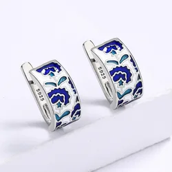 Orecchini classici in ottone accessori blu retrò orecchini a forma di fiore orecchini smaltati