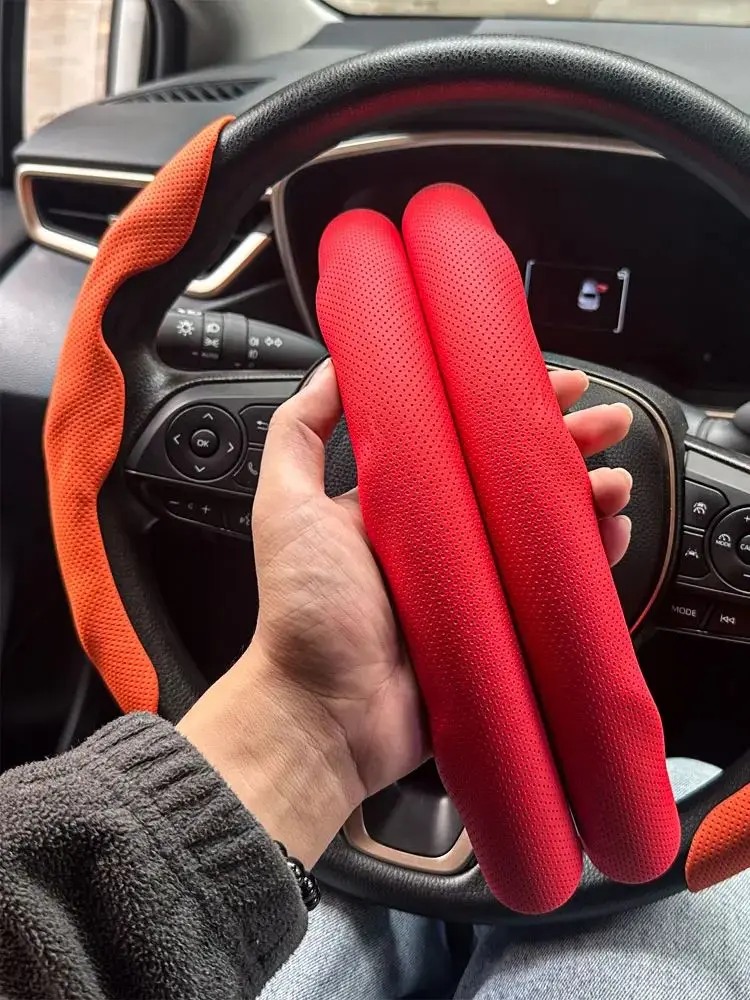 2 Stück Universelle Runde Auto-Lenkradabdeckung Winter Fell Warm Kohlefaser-Leder Rutschfester Schutzbezug Luxus-Zubehör