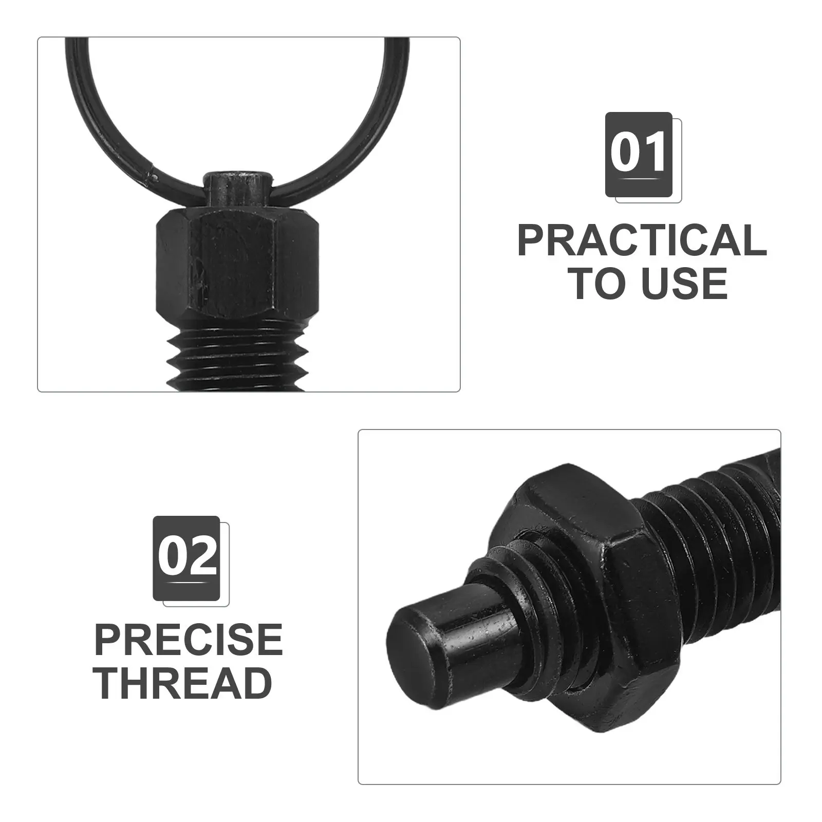Stainless Steel Spring Plunger Pull Ring Threaded Indexing Pin for Gym Equipment Quick Adjustment 2 Pieces