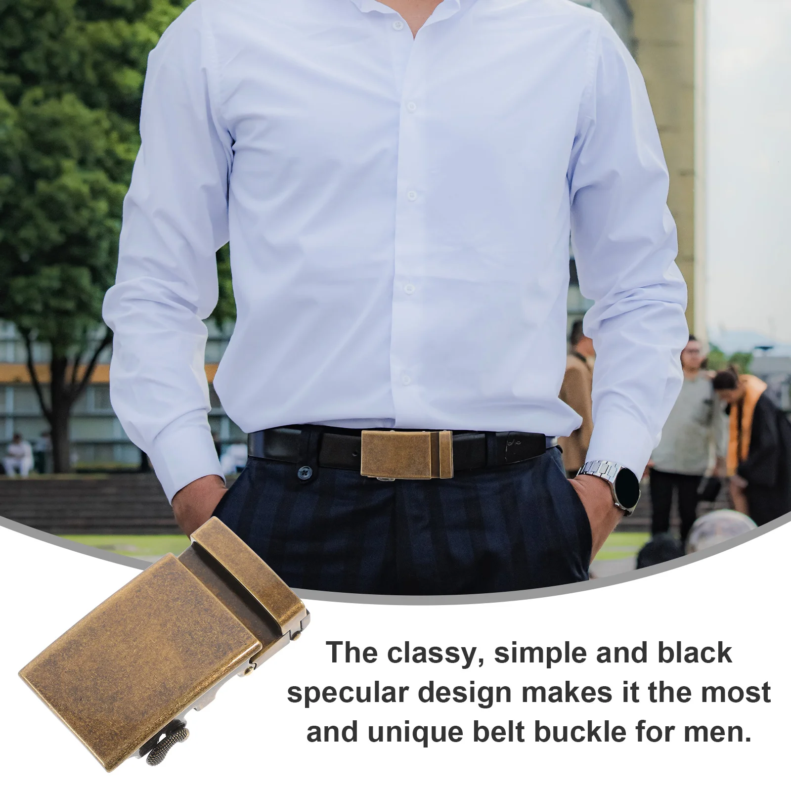 Boucle de ceinture automatique noire en alliage pour hommes, marron clair, ceinture formelle d'affaires, boucle à cliquet résistante aux rayures