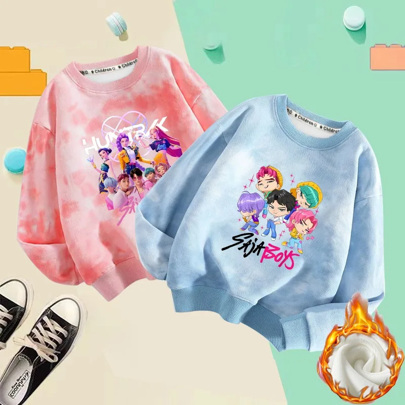 Kpop demon hunters outono inverno fino velo sweatshirts meninos meninas moda streetwear dos desenhos animados anime impresso manga longa presentes