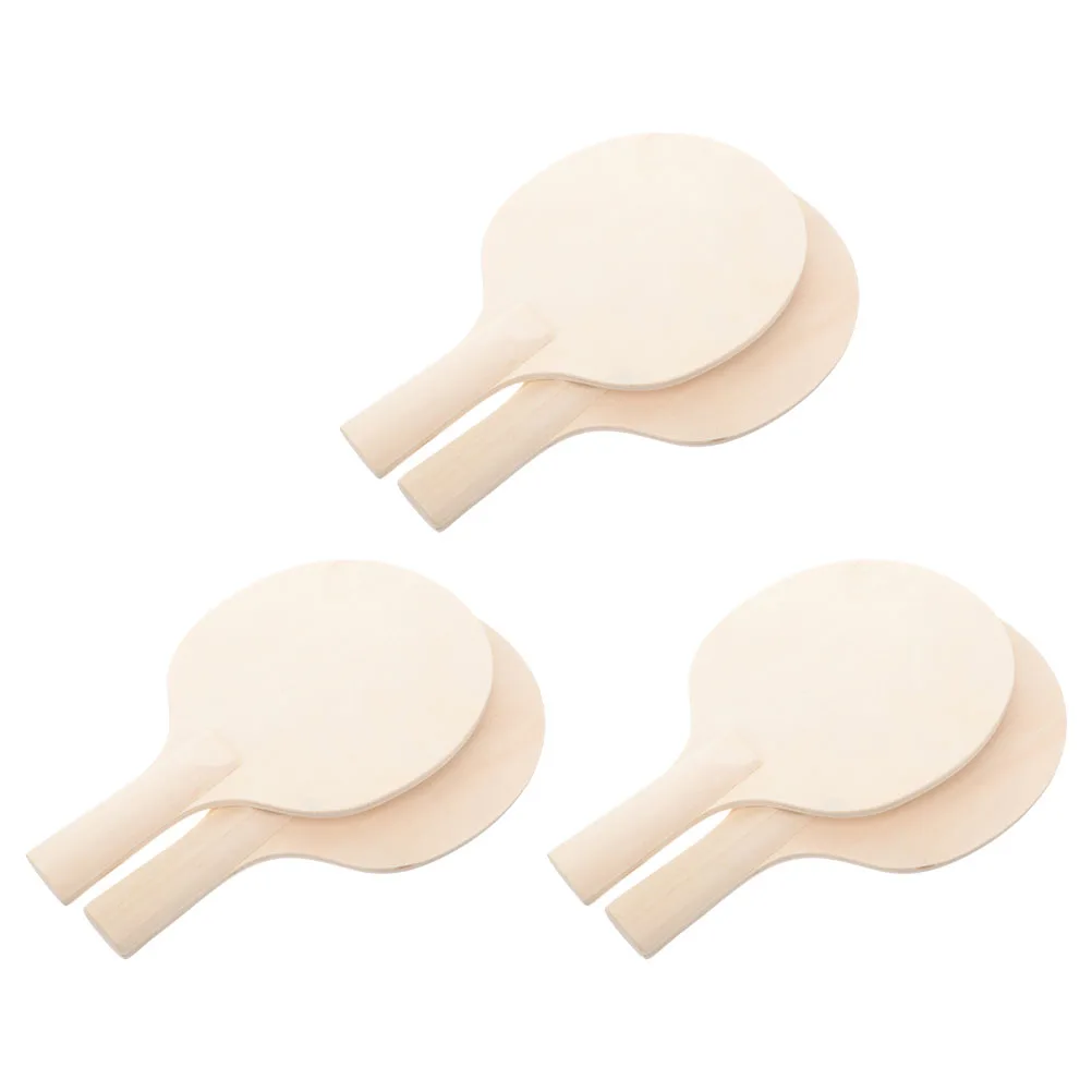 6pcs Table Tennis Paddle Blank Unfinished Wooden Racket for DIY Sport Game Lightweight Durable Pong Paddles Grip