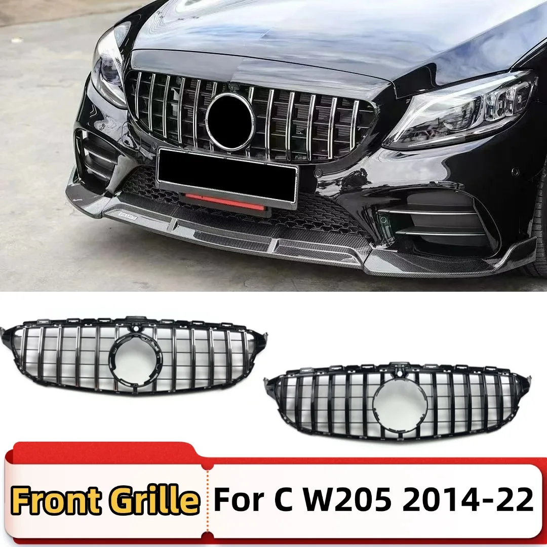 

Front Grille Bumper Grill Grid Tuning Accessories For Mercedes Benz C class W205 C205 2014-22 C180 C200 C260 C250 C300 GT Style
