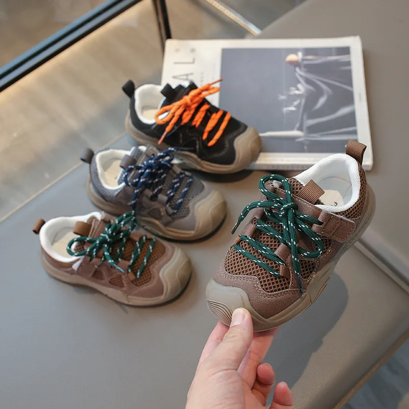 

Новые весенние детские спортивные кроссовки, мягкая подошва, нескользящие, дышащие, модные уличные кроссовки для мальчиков и девочек, повседневная обувь для детей