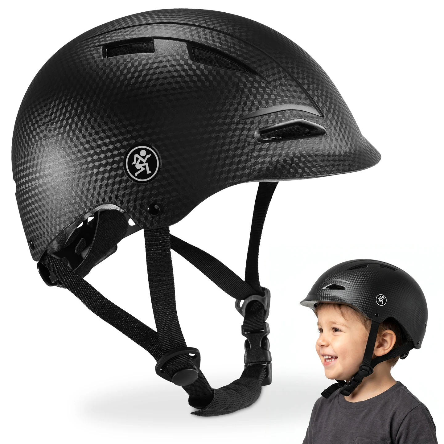 Hypermotion veiligheidshelm voor kinderen met 9 ventilatieopeningen, zwart, maat S (46-56 cm) – geschikt voor kinderen van 2 tot 8 jaar, gewicht 300 g, verstelbaar met een knop, met een PP-buitenkant