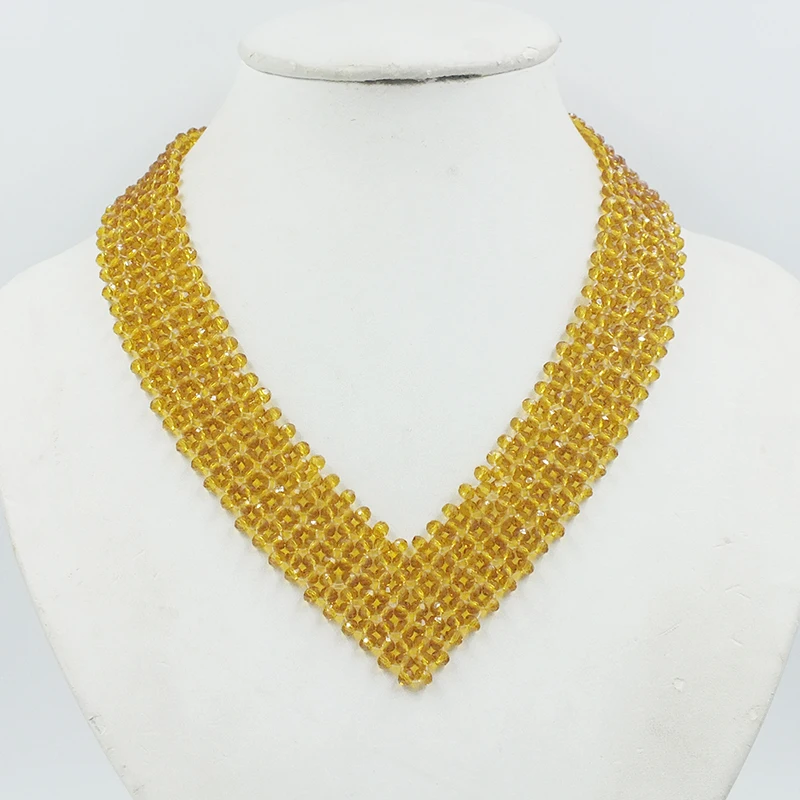 4MM crystal braided V necklace. Classic European women. party jewelry  18”