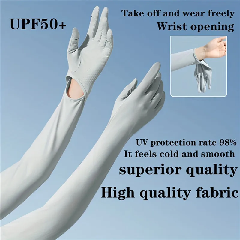 Ice Silk Long Sunscreen Sleeve Gloves Women Summer Cooling Sleeve Outdoor Cycling Elastic Quick-drying Sweat-absorbent Arm Cover