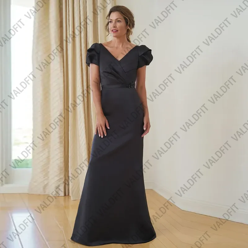

Customized Long Mermaid Black Satin Mother of the Bride Dresses for Weddings Party Dress vestidos para madre de novia 2024
