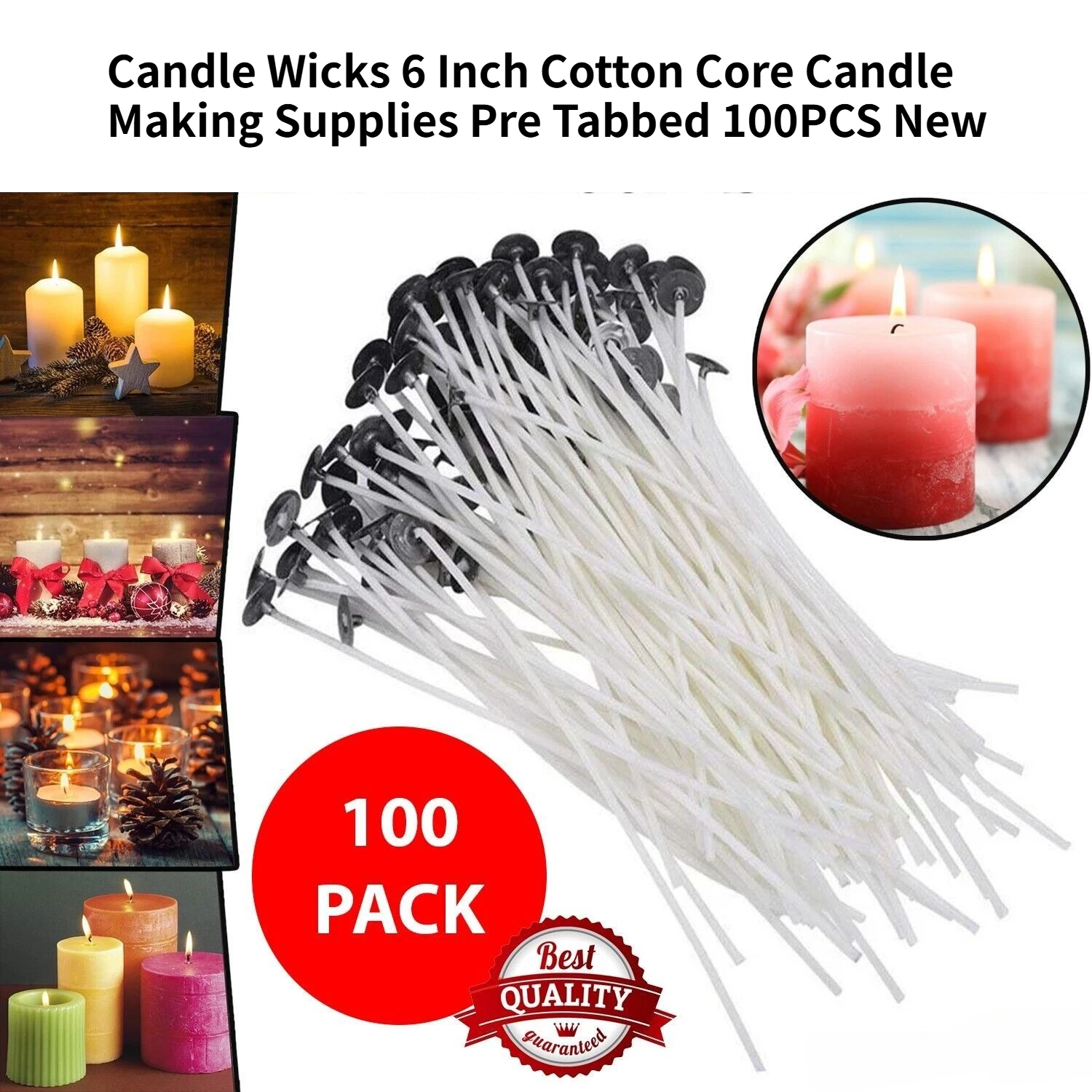 Cotton Wick 6 Inch - ไส้เทียนขนาด 6 นิ้ว ทำจากฝ้าย สำหรับทำเทียน แบบมีแถบกาว