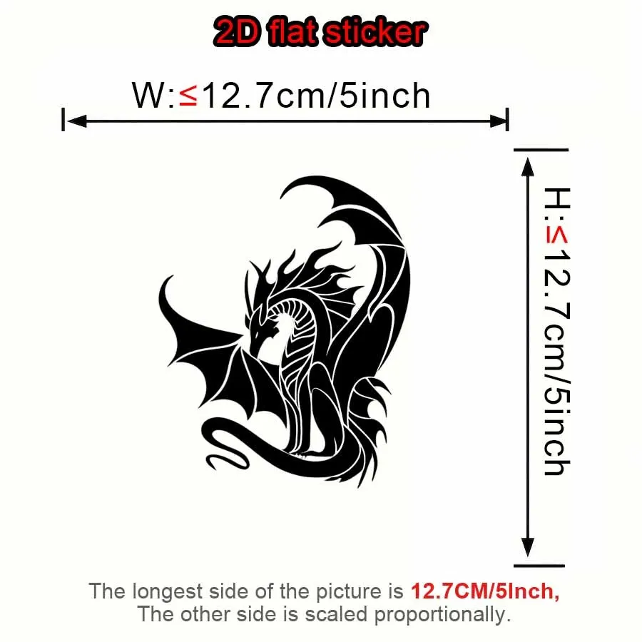 2Pcs Domineering Black Dragon Vinyl Sticker Cool Totem Decal for Car Body Window Door Trunk Motorcycle Scratch Cover