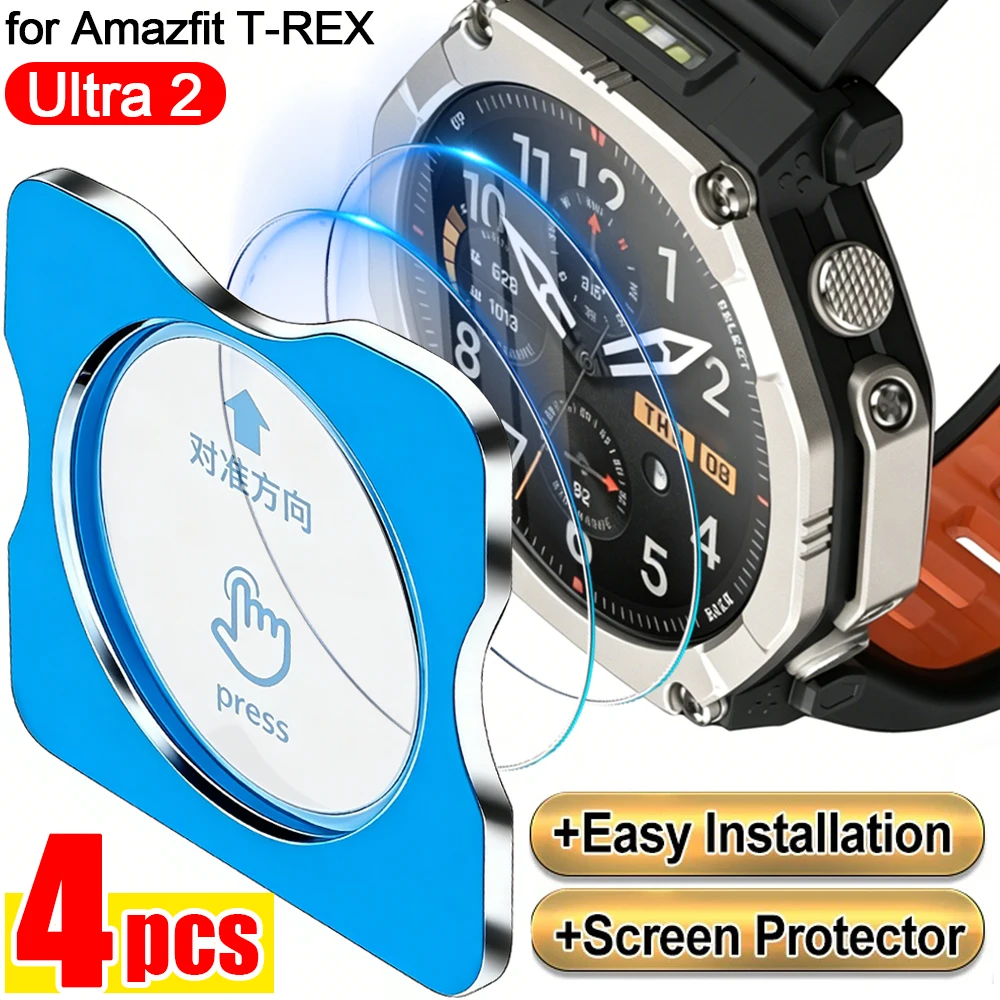 For Amazfit T-REX Ultra 2 Easy Installing Tempered Glass Watch Films Anti-scratch Screen Protectors for Amazfit T-REX Ultra 2