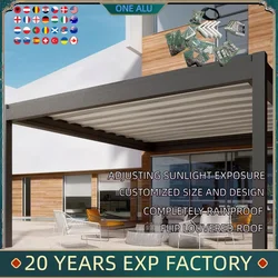 Manual Bioclimatic Aluminum  Pergola 3x4m/10x13ft  flip louvered roof  garden gazebo canopy carport in yard gard customized