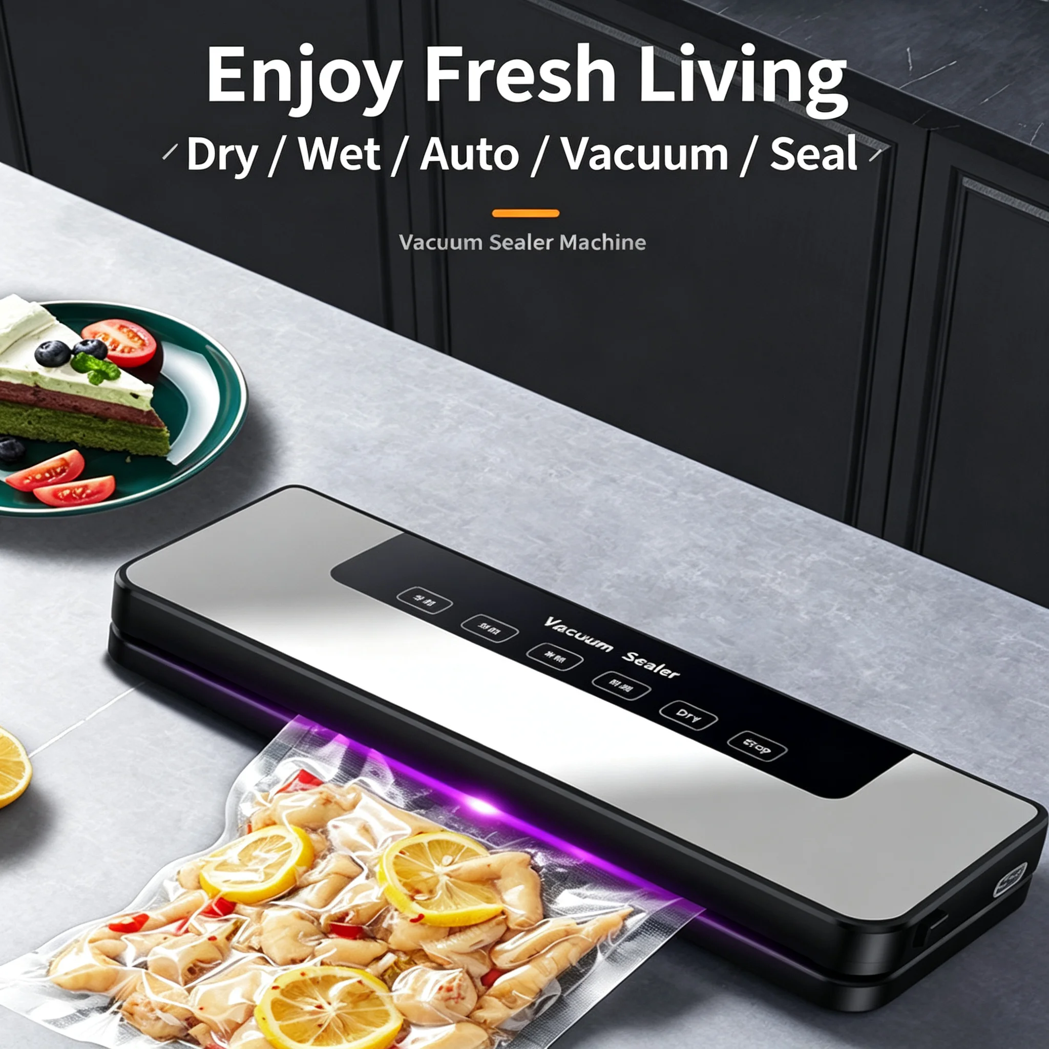 Vacuum Sealer Machine, 65W Automatic Food Saver with 30cm Sealing Width, Dry/Wet/Rice Modes, Detachable Base, 100-240V