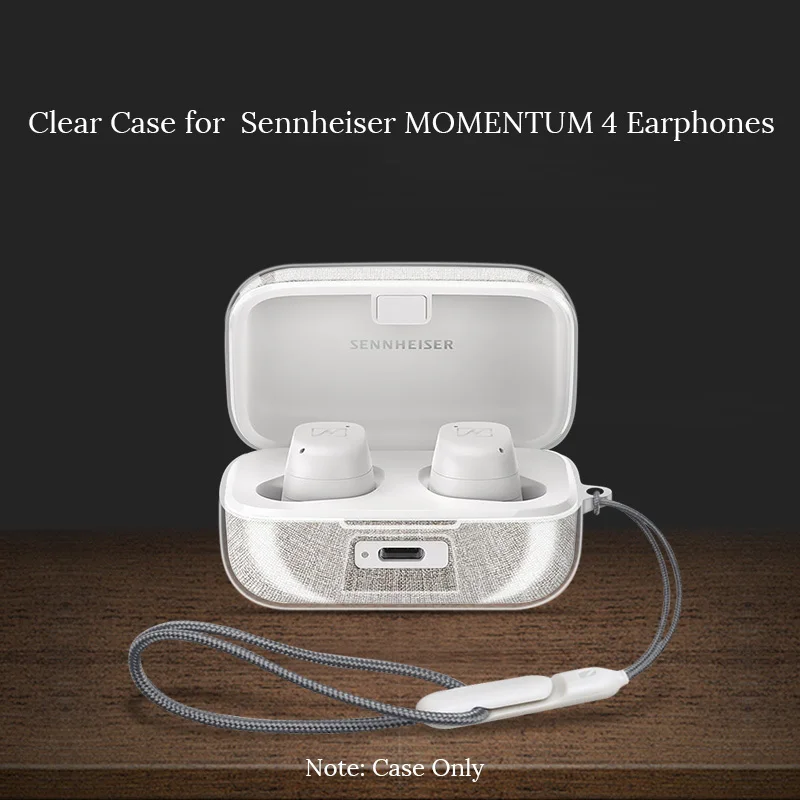 Étui Transparent en TPU pour écouteurs sans fil Sennheiser MOMENTUM 4, avec sangle, couverture souple, accessoires antichoc Étui Transparent en TPU pour écouteurs sans fil Sennheiser MOMENTUM 4, avec sangle, couverture souple, accessoires antichoc