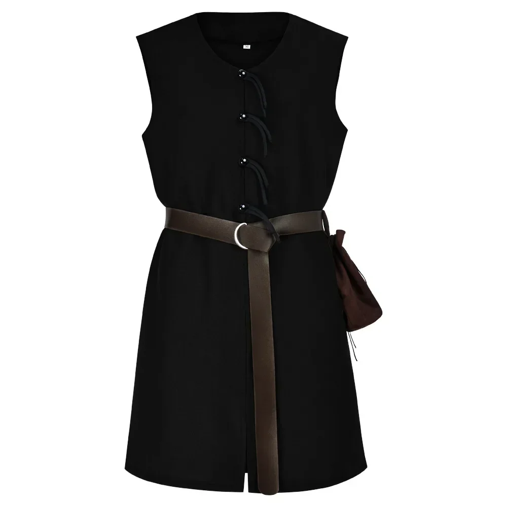 Medieval Viking Tunic Shirt V-Neck Sleeveless With Belt Mid Length Cosplay Performance Halloween Costume Pirate Belt Pirate Fest - view 4