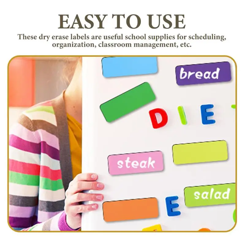 54pcs Magnetic Dry Erase Label Card Name Plate Tags Reusable Stikcer School Office For Whiteboards Refrigerator