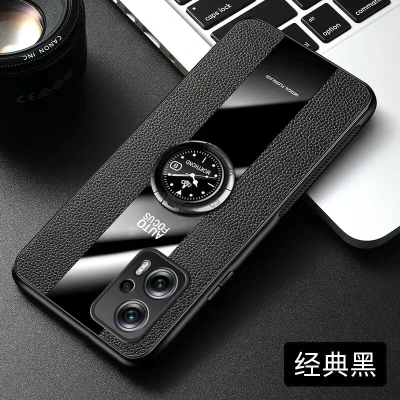Magnetic Holder Case For Poco F5 Case Luxury PU Leather Phone Cover For Xiaomi Poco F5 Pro 5G Funda Ring Capa Shockproof Bumper
